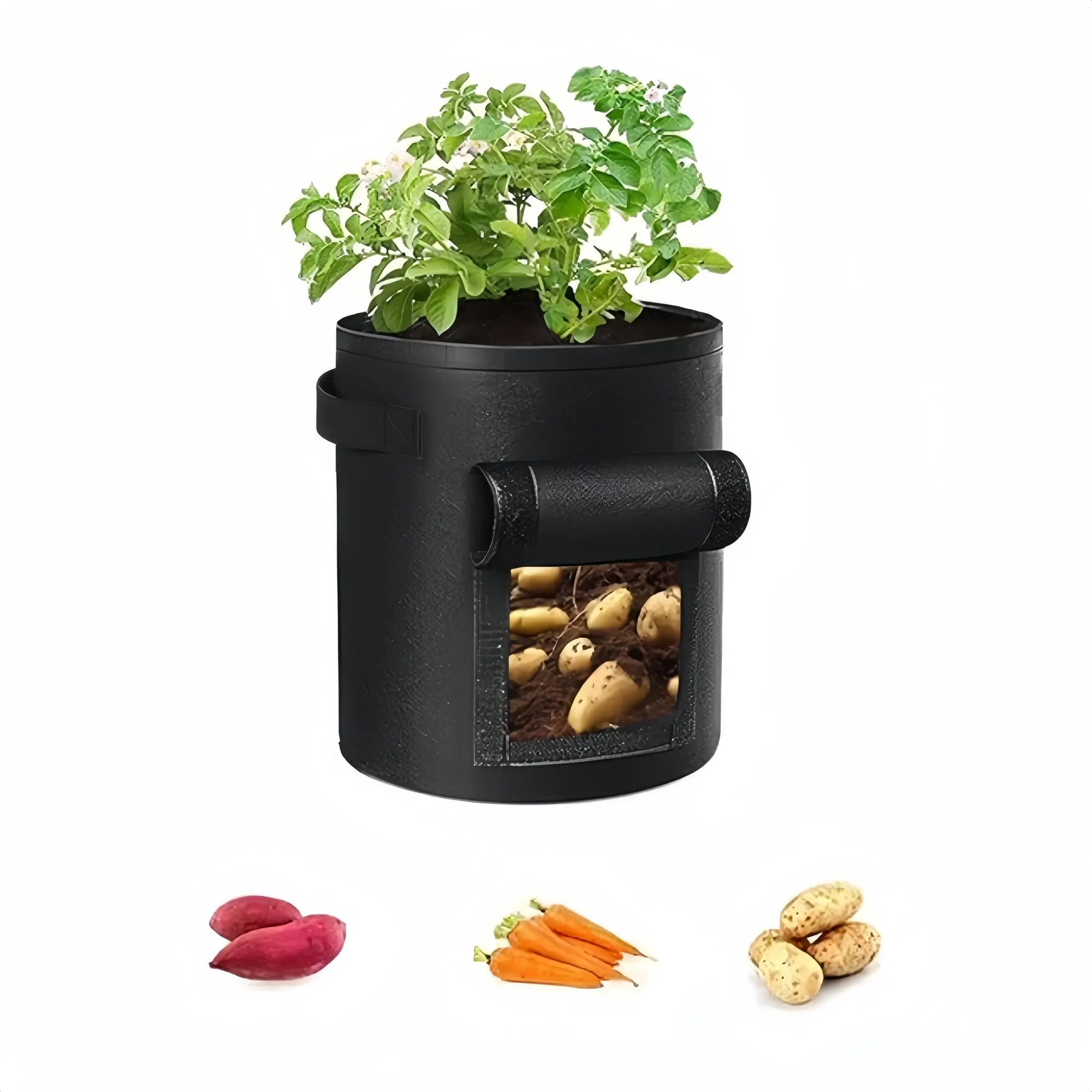 Potato Planter Bag, 1 Count Spring 7 Gallon Breathable Planting Potato Grow Bags Plant Pots with Strap Handle, Vegetable Grow Bag for Indoor and Outdoor Use