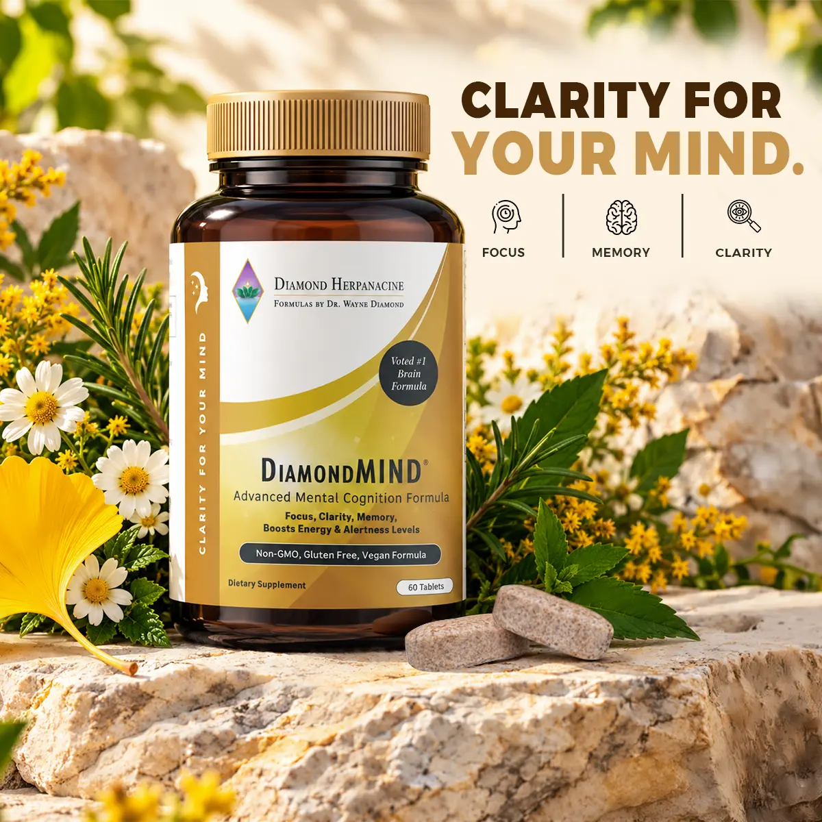 Diamond MIND – Brain Health, Memory, Focus & Cognitive Support Supplement with [Key Ingredients] – 60 Tablets