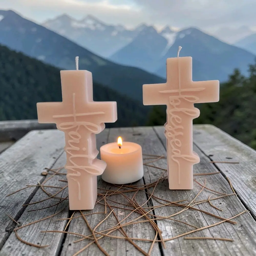 Faith/Blessed Shaped Scented Candles - Cross Design for Spiritual Aromatherapy and Home Decor