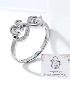 Stylish footprint ring, heart-shaped, high-end index finger ring, unique design, cute and sweet, suitable for women, Mother's Day gift.