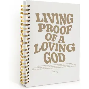Bible Notebook, Christian Journal, Bible Study Notebook, Living Proof of a Loving God, Church Hardcover Spiral Notebook 5.5x8.3