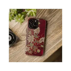 White Passionflowers On Deep Red Tough Phone Case Suitable For IPhone17/IPhone17 Air/IPhone17 Pro/IPhone17 Pro Max/16 Pro Max/15 Pro Max/14 Pro Max/13 Pro Max/12 Pro Max