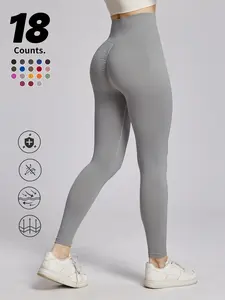 Women's High Waisted Breathable Yoga Pants, Sporty Plain Design, Available in 18 Colors, Perfect for Fitness & Sports, All Seasons Wear