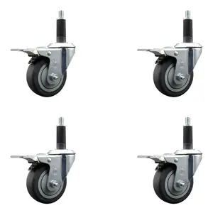 Service Caster SCC-EXTTL20S3514-TPRB-1-4 Thermoplastic Rubber Swivel Expanding Stem Caster with 3.5 in. Gray Wheels & 1 in. Stems - Set of 4