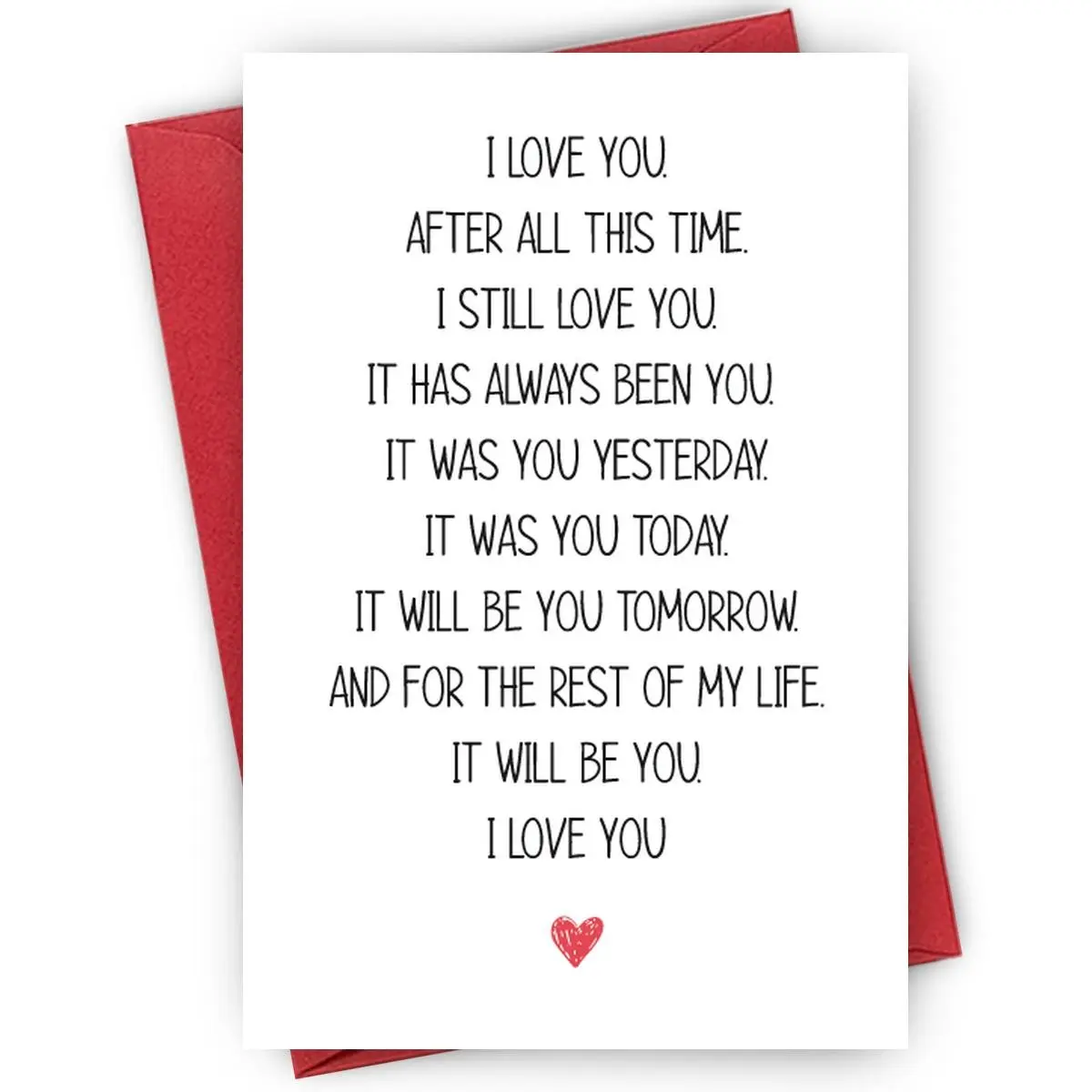 1PC Heartfelt Anniversary Card, "I Love You After All This Time" Poem Design, For Romantic Partners, Perfect for Expressing Everlasting Love on Anniversary and Valentine's Season