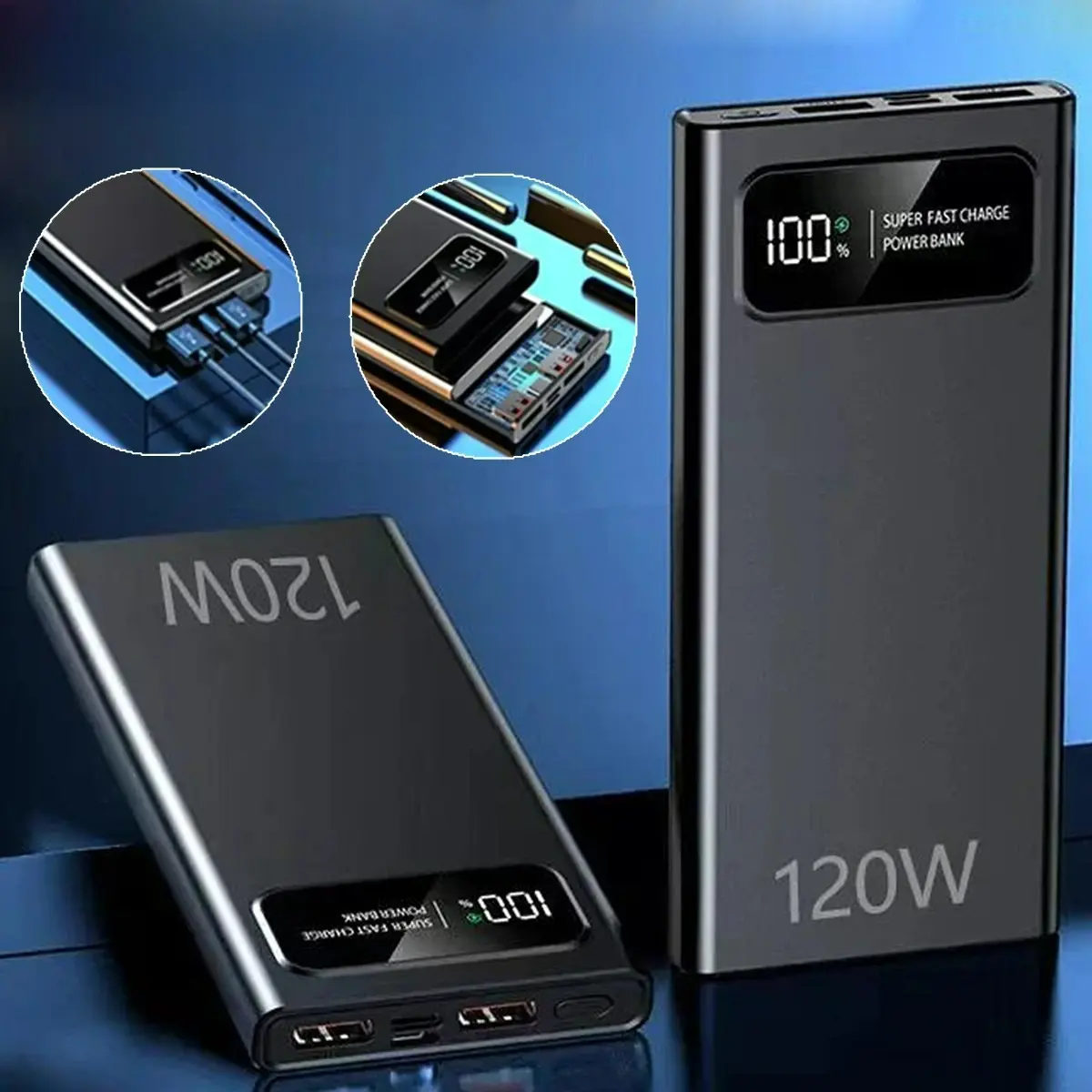 30000mAh Fast External Portable Power Bank Backup Battery Charger For Cell Phone