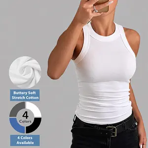 Flamingals Solid Rib-Knit Round Neck Tank Top Womenswear