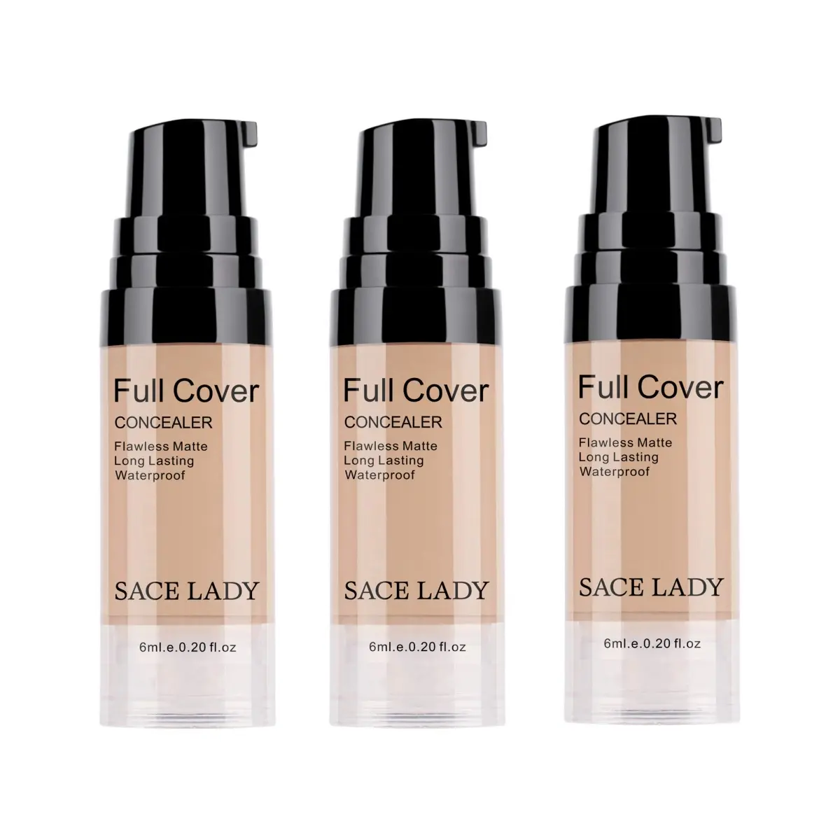 SACE LADY 3Pcs Full Coverage Liquid Concealer Set Waterproof Matte Flawless Creamy Foundation Concealer For Eye Dark Circles Spot Face Makeup Kit