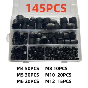 145 pcs Hex Nut Bolt Cover Screw Cap M4-M12 Nylon Nut Dome Hex Cover Protection Hex Screw Bolt Set