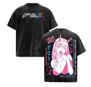Zero Two Inspired Darling Streetwear | Neon Pink Anime Graphic Tee Shirt Fashion Cotton, Full Sizes, For Men, For Women