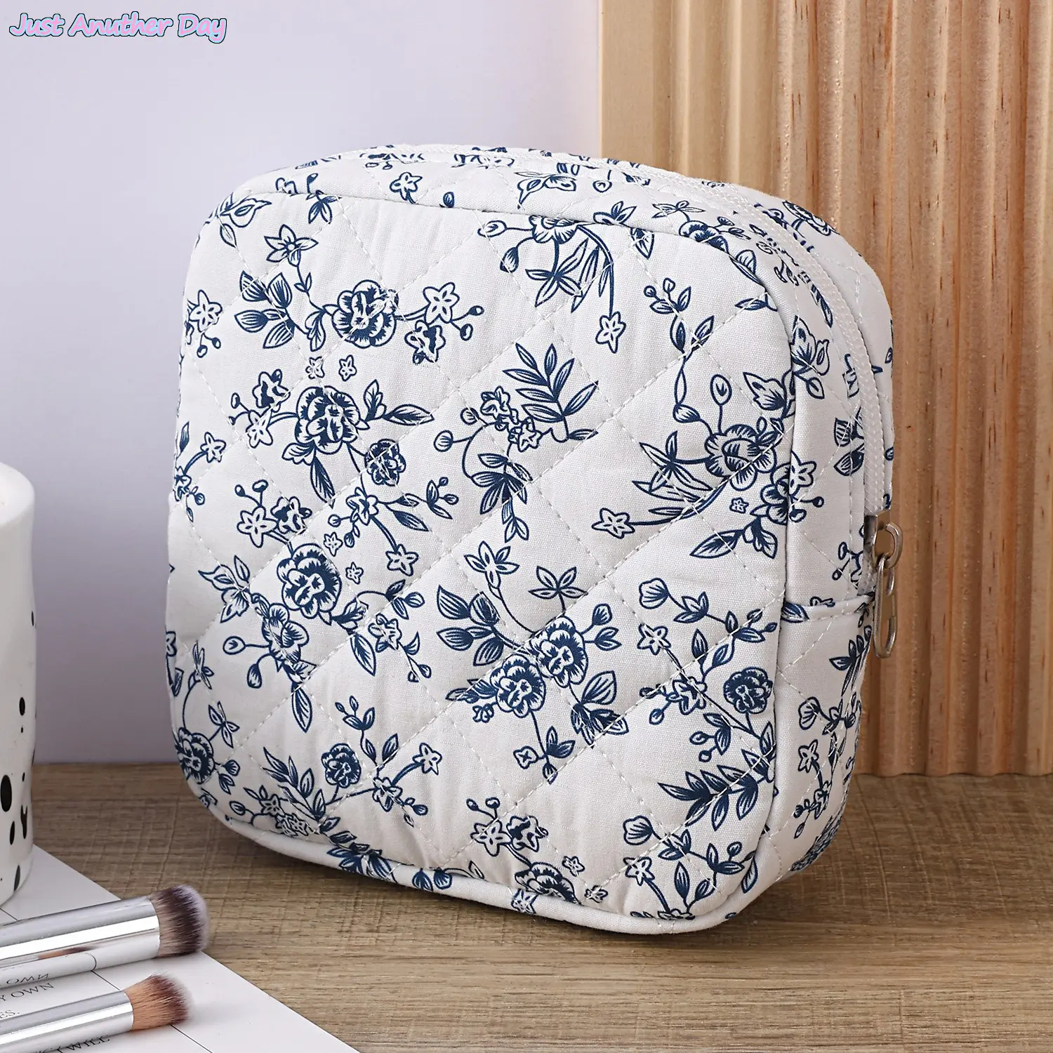 Navy blue tablecloth flower