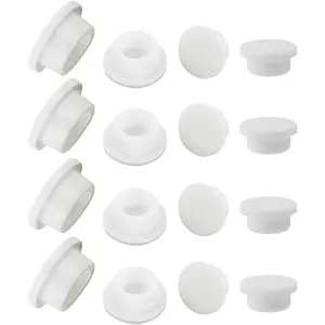 16-Pack Small Hole Silicone Bottle Stopper Replacement Plug for Salt and Pepper Shaker Flower Pot Pipe White Fits 9mm 12mm 13mm 15mm Holes