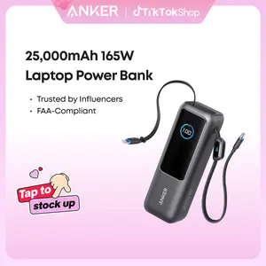 Anker Portable Laptop Power Bank with Built-In Cables, 25,000mAh High-Capacity Battery, Fast Charging for 4 Devices, Ideal for Office and Trips, Compatible with iPhone 17/16, MacBook, Galaxy, and More