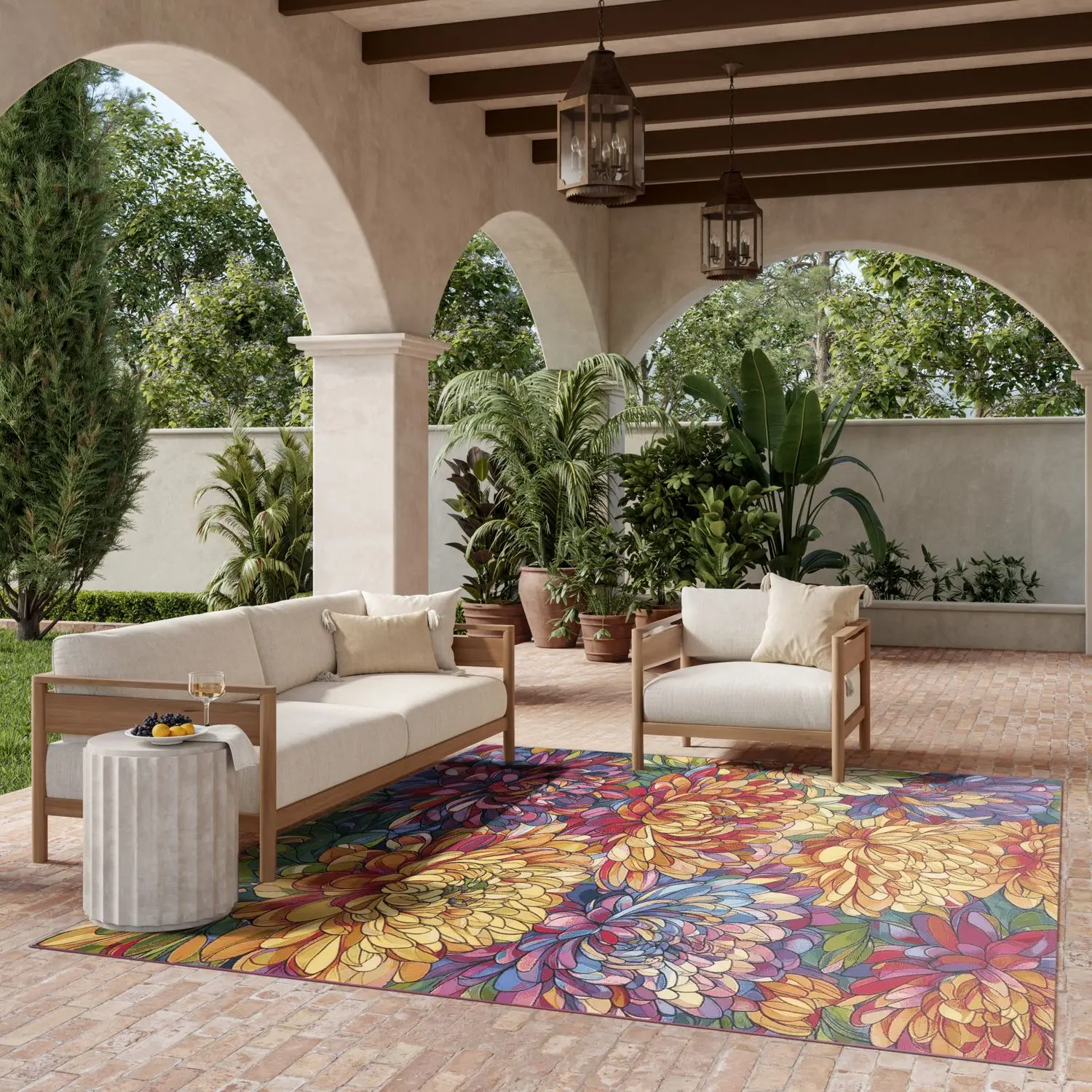 Nourison Color Splash Floral Mosaic Indoor/Outdoor Flatweave Area Rug Nourison Color Splash Floral Mosaic Indoor/Outdoor Flatweave Area Rug