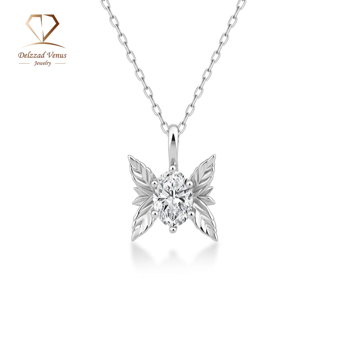 Delzzad Angel Wing Pendant Necklace The Forest Sprite Necklace Chain Zirconia Jewelry Copper Chain Perfect Birthday Wedding Engagement Anniversary Christmas Gift