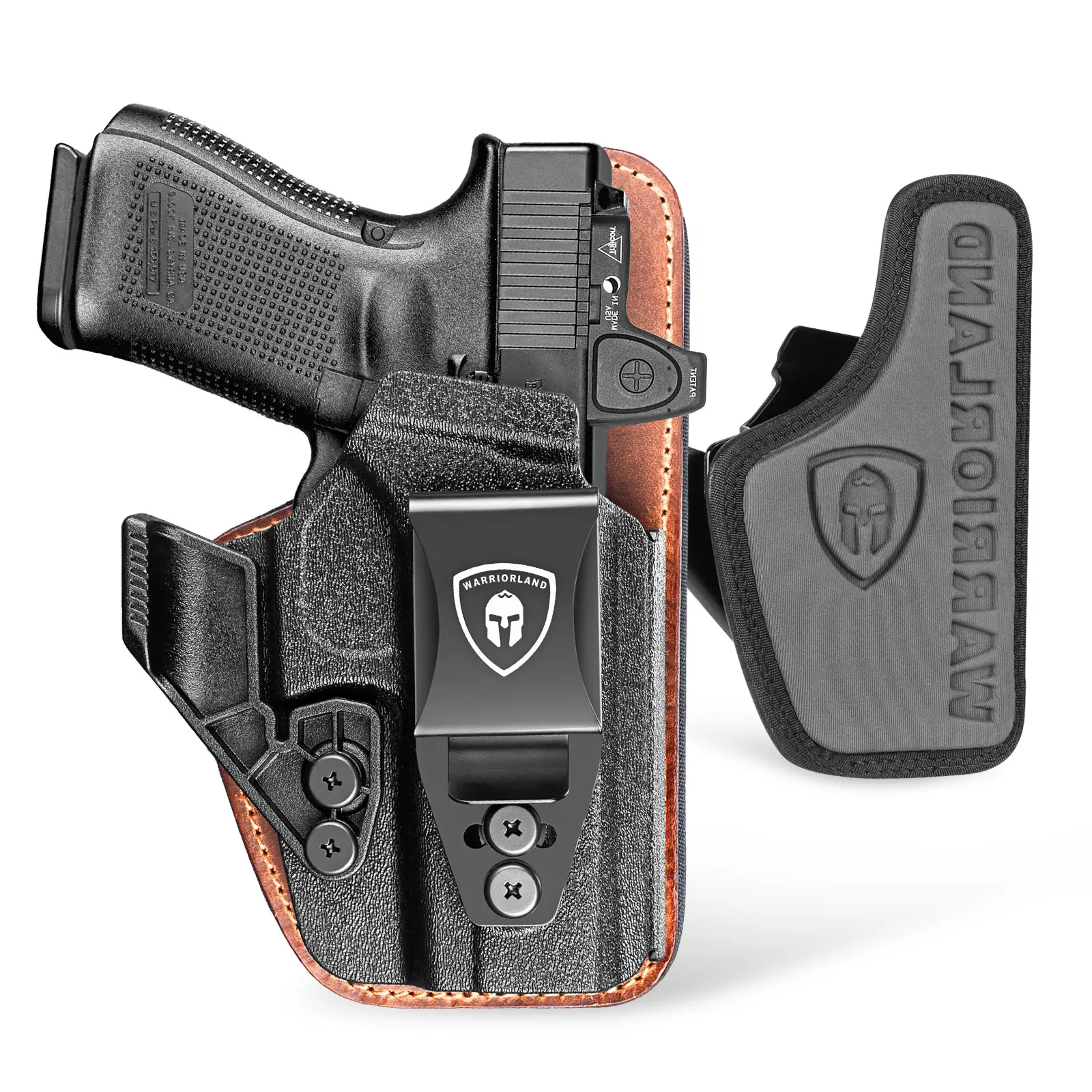 WARRIORLAND IWB Hybrid Holster Fit Glock 17/19/21/22/23/26/34 Gen 3-5,Glock 17/19/34 Gen 4-5 MOS,Glock 19X/44/45,Glock 31/32/33 Gen 3-4,Glock 26/45/47 Gen 5 MOS，PSA Dagger Compact 9mm,Ruger RXM,Shadow Systems MR920，Not fit light, Right Hand，Competition