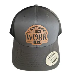 I Dont Know I Just Work Here Leather Patch Hat - Unisex Baseball Cap in Various Colors Casual Design, Dry Clean