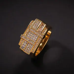 [ICE HUE]18K Gold Vacuum Plated Copper with 5A+ Sri Lanka Zircon Intertwined squares and circles Ring Miami Italy Mexico & Micro Inspired for Women & Men Luxury Jewelry, Daily Wear,Casual Fashion, Gift Idea,,Classic,Hip Hop,Simple, Sporty Style