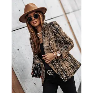 suit jacket Large Size Women's Clothing, Plus Size Women's Loose Winter Jacket - Thickened Warm Tailoring Suit Jacket With Collar And Structured Tailoring, Beige/brown/black/gray/tan - Elegant Autumn And Winter Coat, Machine Washable For Ca