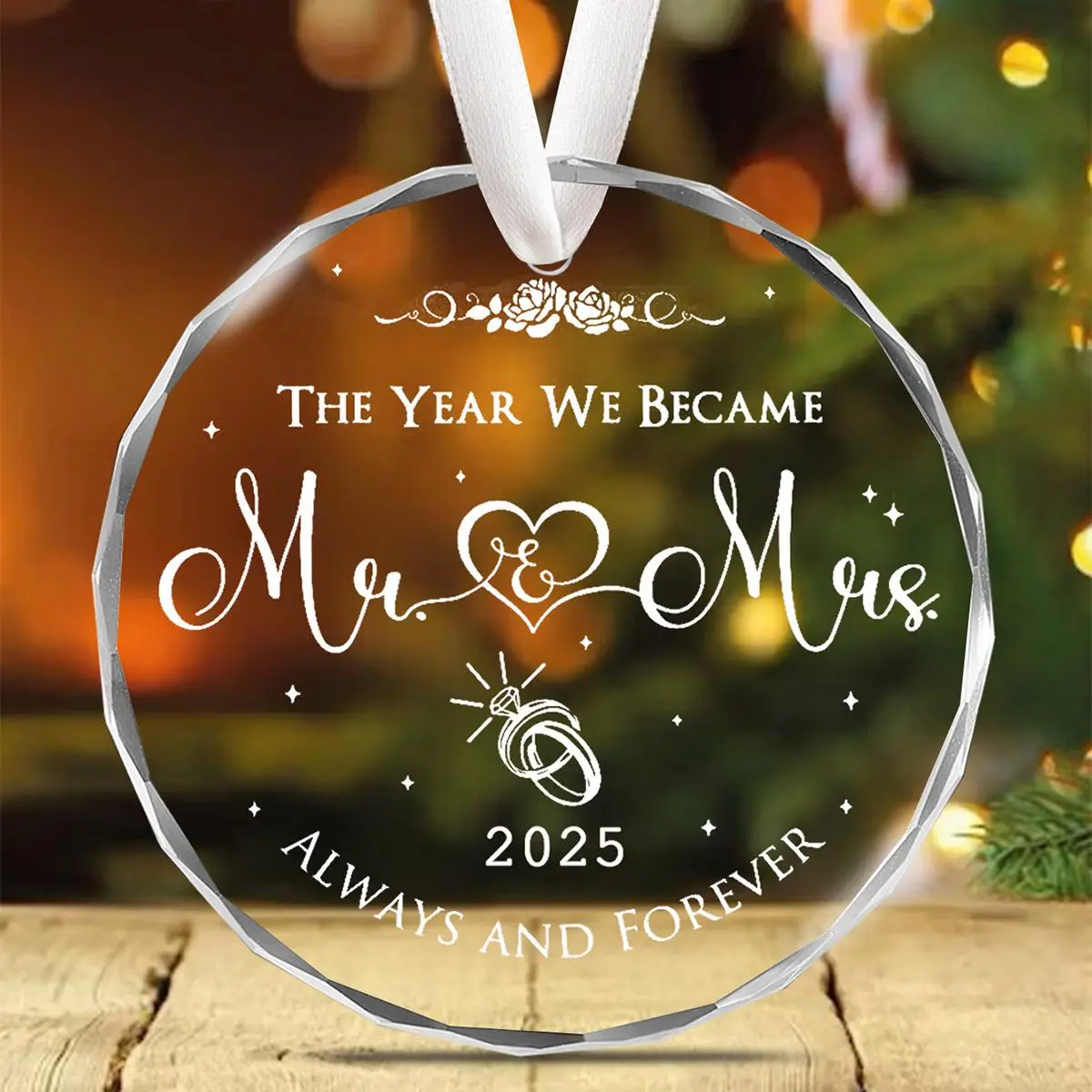 The Year We Become Mr and Mrs, Couple Glass Keepsake Ornament, Christmas Tree Hanging Ornament, Engagement Gifts for Couples, Bridal Wedding Decor, Gifts for Newlywed Couples, Anniversary Wedding Gifts, Romantic Couple Gifts