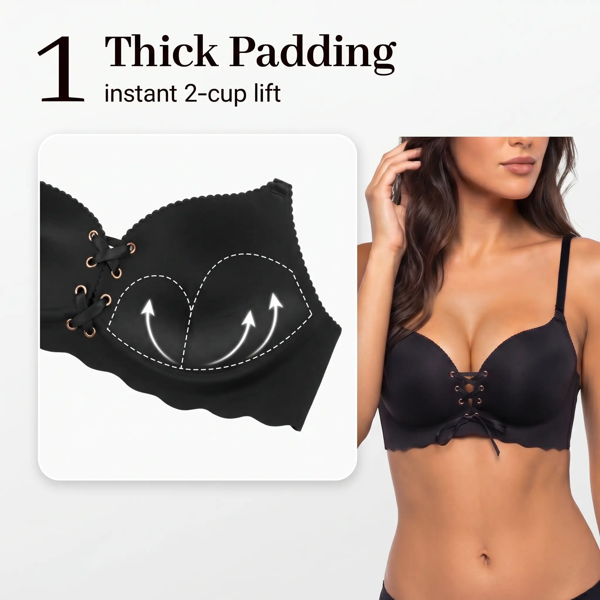 LUCKMEEY Drawstring Push Up Bra | Instant Cleavage & Anti-Sagging