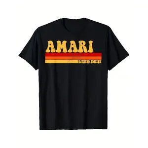 AMARI Men's Vintage Graphic T-Shirt - Black Tee with Yellow & Red Accents - Limited Edition Retro Design - Heavyweight 100% Cotton Crewneck Shirt - All-Season Casual Everyday Essential, Vintage T Extra Long PlusSize, PLUS SIZE