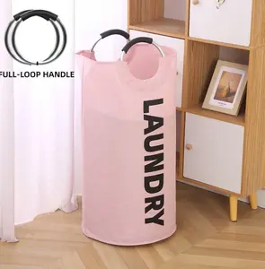 Waterproof Collapsible Laundry Basket with Full-Loop Aluminum Handles, 90L Heavy Duty Foldable Laundry Hamper, Multi-Purpose Storage Basket for Clothes Toys Sports Gear, Portable Hamper for Home Travel Camping