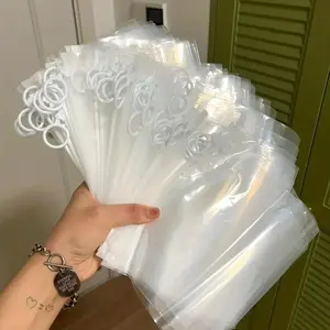 Clear Zipper File Folder, 50pcs Double-sided Frosted Transparent Zipper Storage Bag, Portable Cosmetic Packaging Bag, Office Stationery & Supplies, Organiser, Travel Organizer Bag