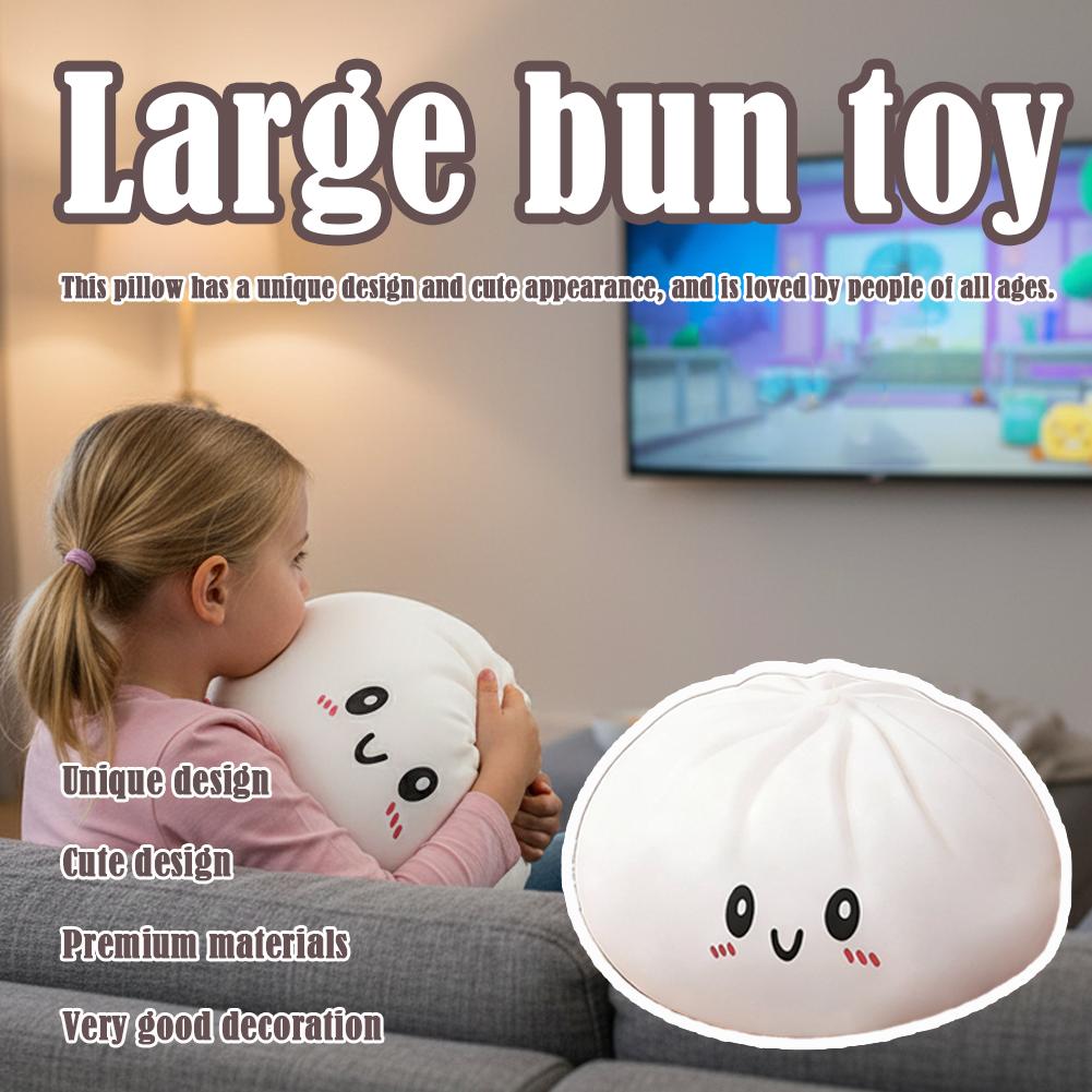 Large Dumpling Squishy Plush Toy Soft PET Stuffed Hug Pillow Adorable Steamer Design Home Decoration Stress Relief Toy for Kids
