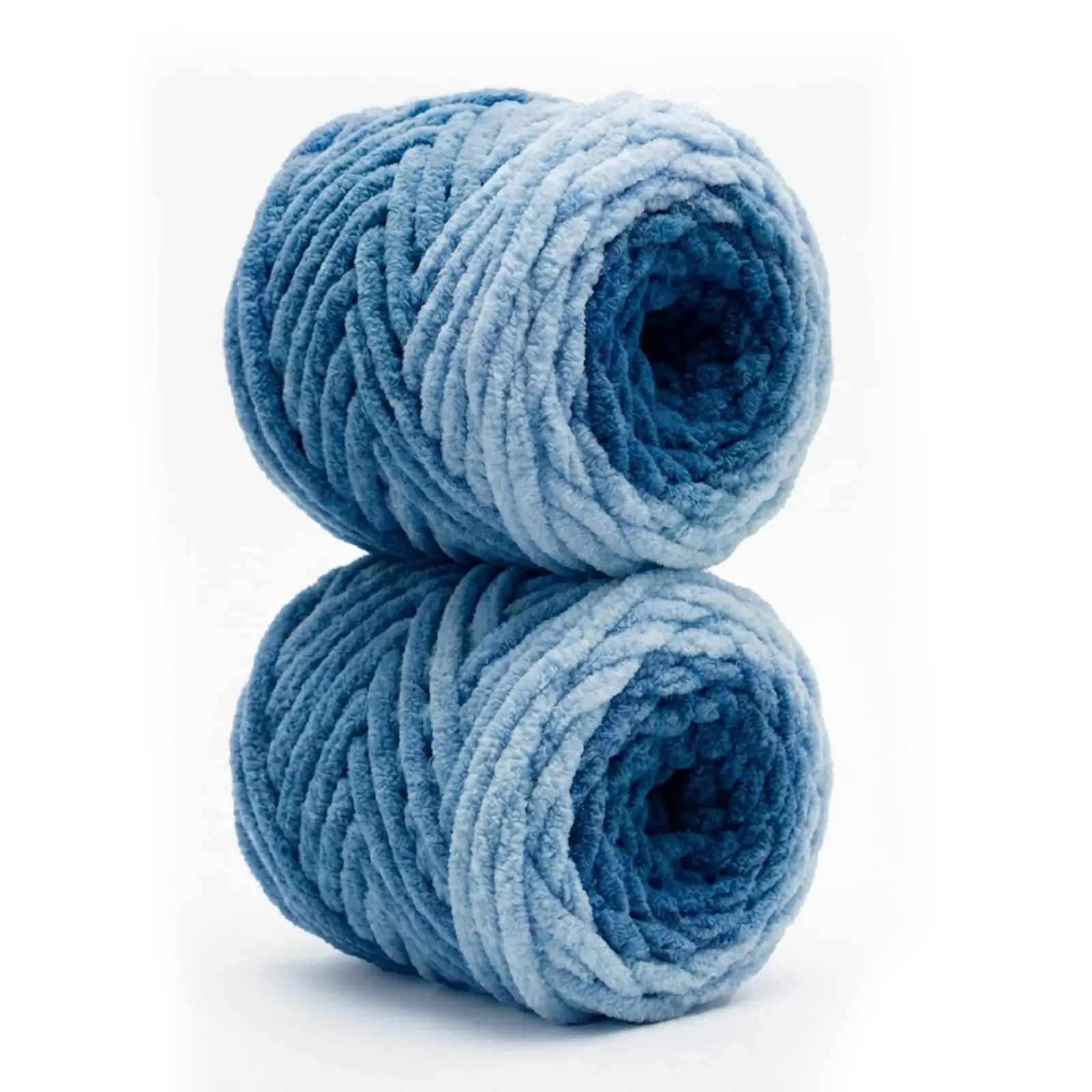 Beginner #7 Jumbo Chenille Chunky Yarn - 42oz/1200g, 81 yd, Deep Sea Blue - Long-Fade Ombre for Hand-Knitting Blankets, Deep Sea Blue (0.8" Thick)