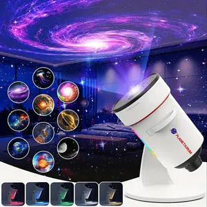[2025 Upgraded] Galaxy Projector, HD Brighter Wider Projection Planetarium Star Projector 10 Film Discs 7-Color Night Light Realistic Starry Sky Space Solar System Moon for Bedroom Ceiling Room Decor