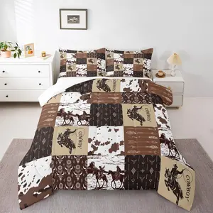 Feelyou Western Cowboy Designer Comforter Set - Wild West Luxury Decorative Bedding with Skull, Horse, Farmhouse Wildlife Animal Prints, Super Soft Duvet, Decorative Bedding Set