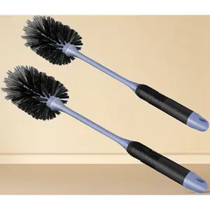 Long Handle Bottle Brush Set, 2-Pack Flexible Nylon Scrub Brushes for Reusable Water Bottles, Cleaner for Thermos, Tumblers, Glassware & Mugs - Black
