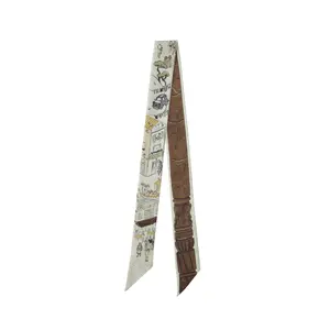 Rome Silk Skinny Scarf - Soft Limestone