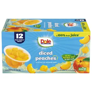 Dole Diced Peaches Juice - Dole Fruit Bowls Snacks - 4 oz Fruit Bowls - 12 Pack
