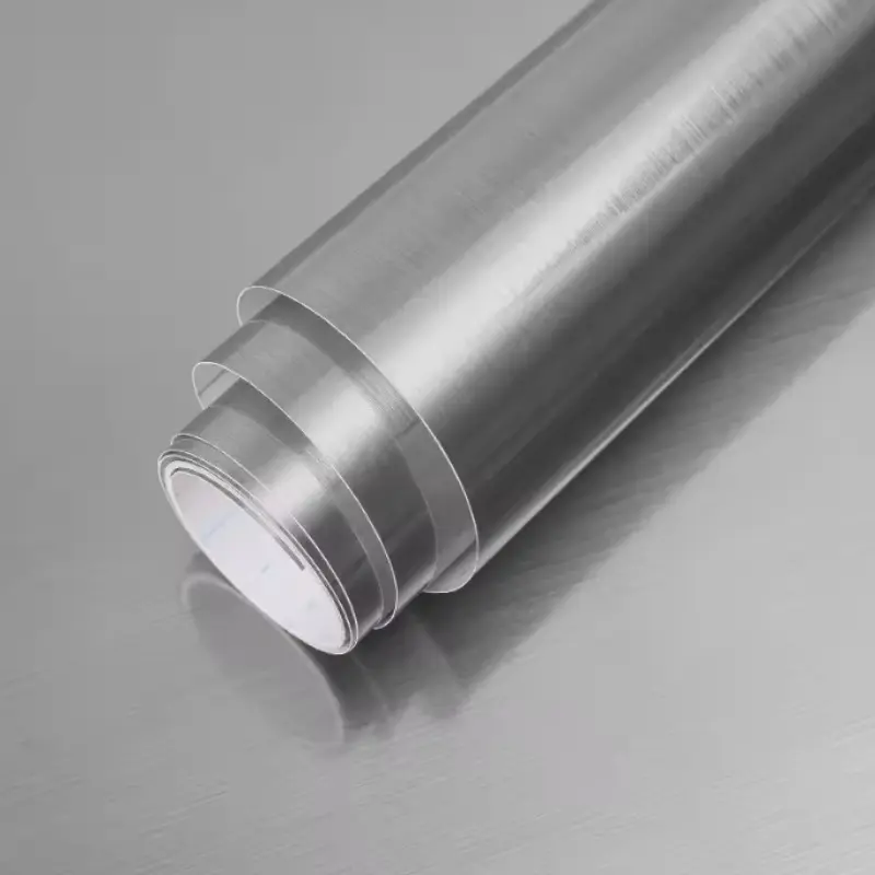 Bright Silver Color Stainless Steel Stickers, Kitchen Countertop Self-Adhesive Wallpaper, Imitation Metal Texture Decoration