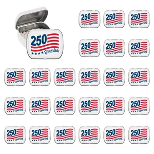 America’s 250th Anniversary Patriotic Metal Mint Tins with Peppermint Candy - 2 1/2", 24 Pcs