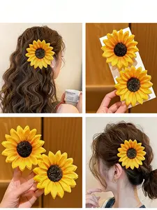 Adorable Large Sunflower Hair Clips, Hair Decor, Perfect for Daily Wear, Two Cute Accessories for Women & Girls, Enhance Your Look Effortlessly