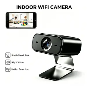 Compact Wireless Smart Camera with Mount Base, 2.4G WiFi, Wide-Angle Night Vision & Motion Detection, Remote Phone App Live Recording, SD & Cloud Storage | Indoor Home, Baby & Pet Monitoring