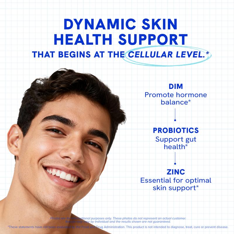 Clear-3 Skin Support by SM Nutrition - Dietary Supplement with Zinc DIM & Probiotics - 3-in-1 Balance & Support with Hyaluronic Acid & Skin Support Vitamins for Hormonal Gut Microbiome Health
