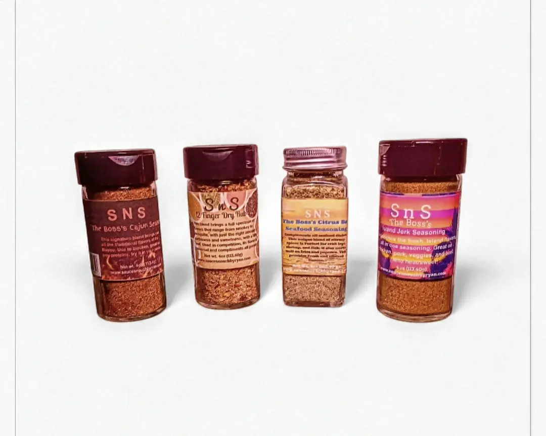 Boss's Fab Four Essential Gourmet Seasonings - 4 Unique Blends in 4 oz Shakers for Enhanced Flavor in Every Dish