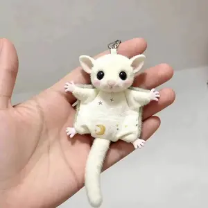 New Cute Soft Sugar Glider Plush Keychain Mini Flying Squirrel Bag Charm Fluffy Stuffed Animal Pendant Bag Accessories