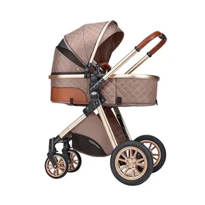 Foldable Lightweight Baby Stroller, High Landscape All-Terrain, Reversible Seat, Safe and Comfortable, Non-Toxic Odor-Free, Easy to Assemble, for 0-3 Years Old Infants