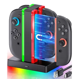 for Switch 2 Charging Dock Station, 4 Quick Charger Switch 2 Accessories with LED Display, Joy-Pad Charging Station with Overload Protection & Smart Chip, Compatible with Switch 2 Console