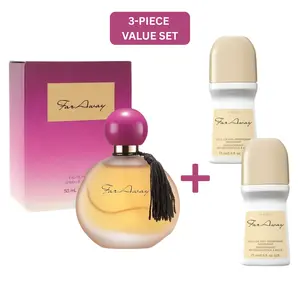 Far Away 3-Piece Value Set – Eau de Parfum 1.7 oz + 2 Roll-On Deodorants Bundle