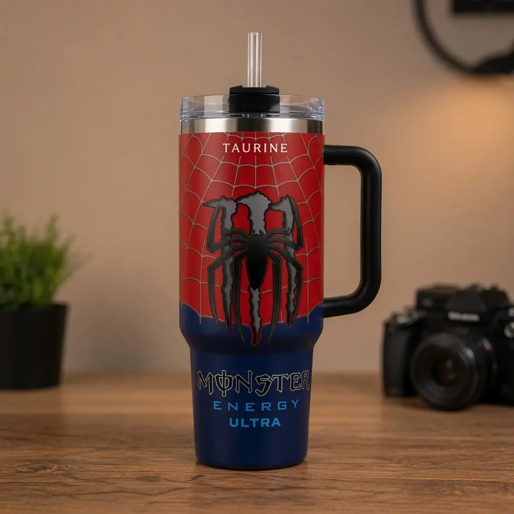 S.p.i.d.e.y Stainless Steel Insulated Flask - 20oz-40oz Portable Stylish Energy Tumbler with Handle & Straw, Eco-Friendly Double Wall Vacuum Travel Mug, Healthy Gift Option
