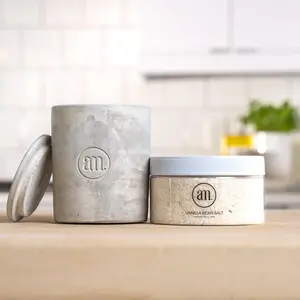 am. Salt Salt Cellar & Vanilla Bean Salt Bundle - Refillable Counter Organizer with 10.5 oz Vanilla Bean Baking Salt - Sustainable American Made