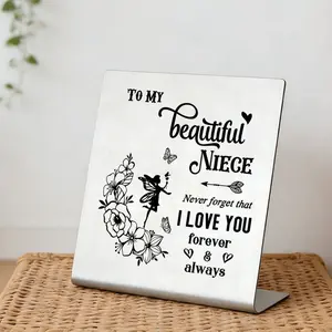 To My Beautiful Niece Gift, Metal Desk Decor Sign, Inspirational Birthday Christmas Gift, Forever Love Message for Teen Girls