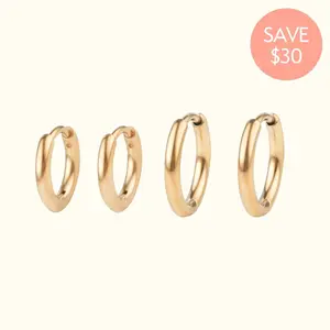 Gold Titanium Plain Huggies Set