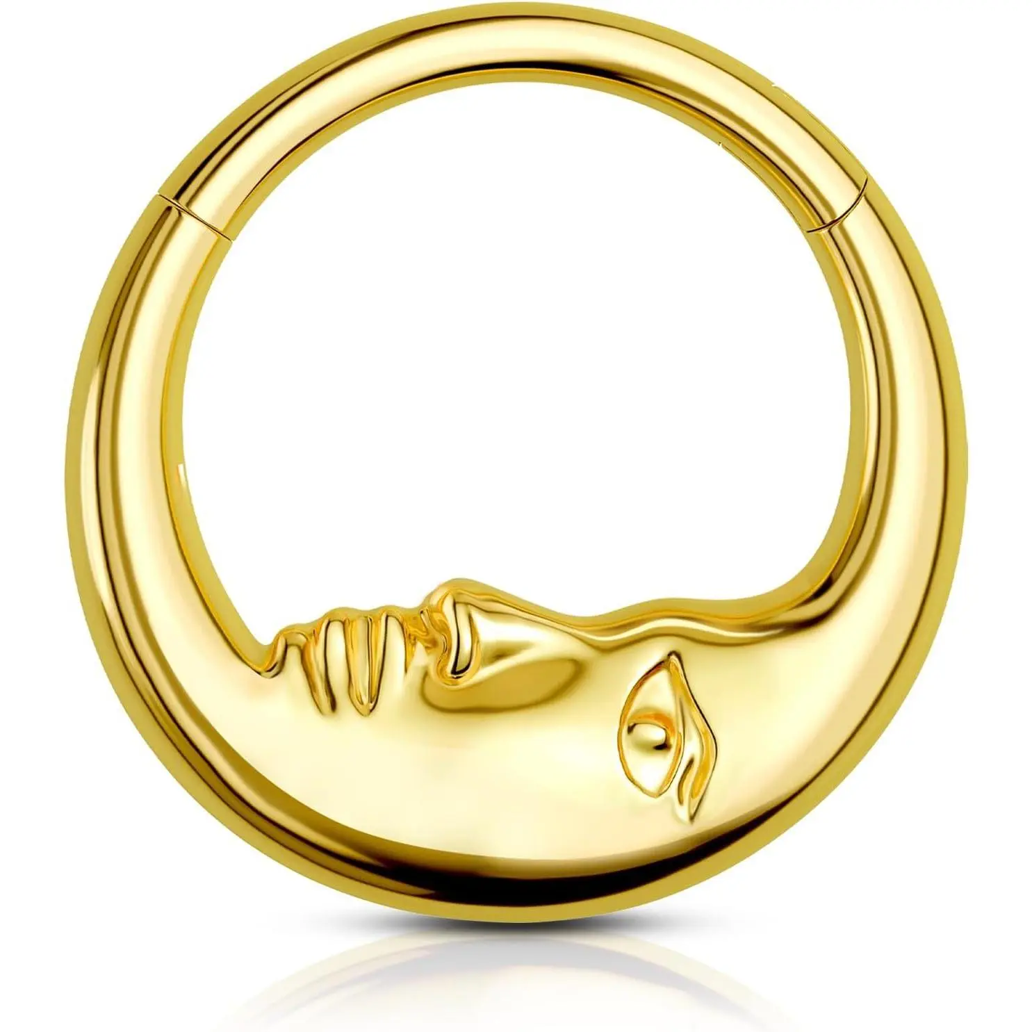 Moon Face G23 Solid Titanium Septum Ring 16G Silver Septum Jewelry Dainty Helix Daith Earrings for Women Daith Piercing Jewelry 8/10MM